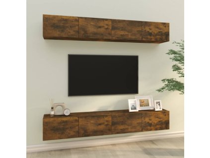 vidaXL Nástenné TV skrinky 4 ks dymový dub 100x30x30 cm