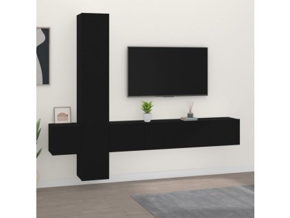vidaXL 5-dielna súprava TV skriniek čierna spracované drevo