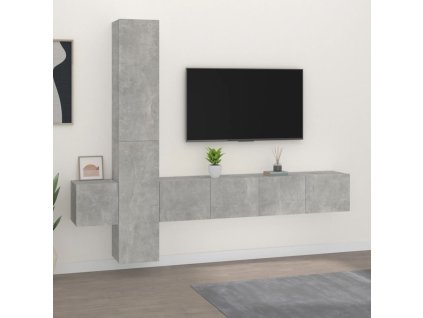 vidaXL 5-dielna súprava TV skriniek betónová sivá spracované drevo