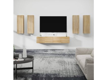 vidaXL 6-dielna súprava TV skriniek dub sonoma spracované drevo