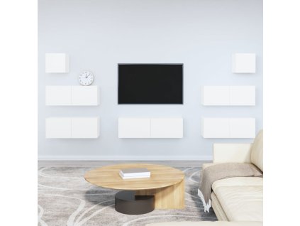 vidaXL 7-dielna súprava TV skriniek biela spracované drevo