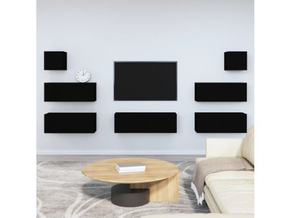 vidaXL 7-dielna súprava TV skriniek čierna spracované drevo