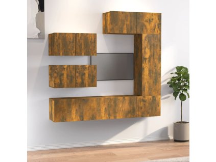 vidaXL 6-dielna súprava TV skriniek dymový dub spracované drevo