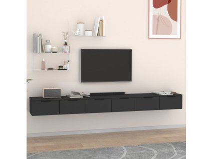 vidaXL Nástenné skrinky 2 ks čierne 102x30x20 cm spracované drevo