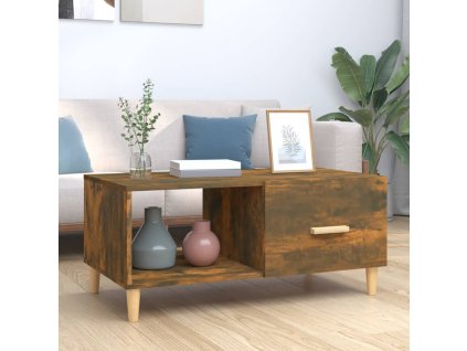 vidaXL Konferenčný stolík dymový dub 89,5x50x40 cm spracované drevo