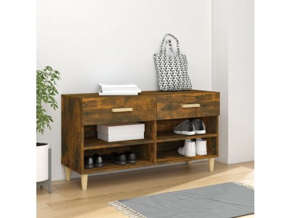 vidaXL Botník dymový dub 102x35x55 cm spracované drevo