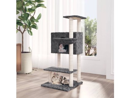 vidaXL Škrabadlo pre mačky so sisalovými stĺpikmi tmavosivé 108,5 cm
