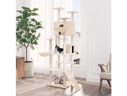 vidaXL Škrabadlo pre mačky so sisalovými stĺpikmi krémové 191 cm