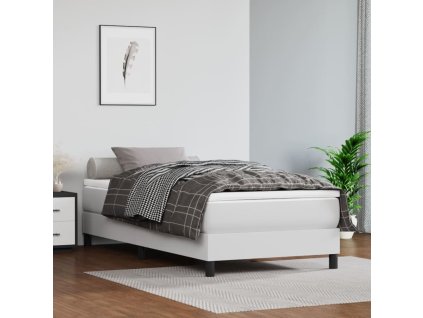 vidaXL Matrac s taštičkovými pružinami biely 90x200x20 cm umelá koža
