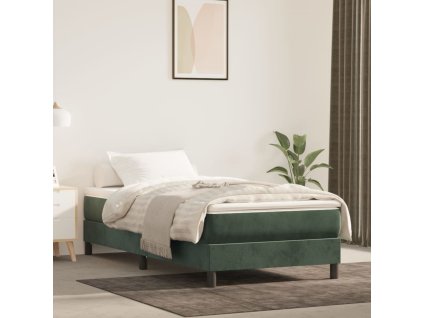 vidaXL Matrac s taštičkovými pružinami tmavozelený 90x190x20 cm zamat