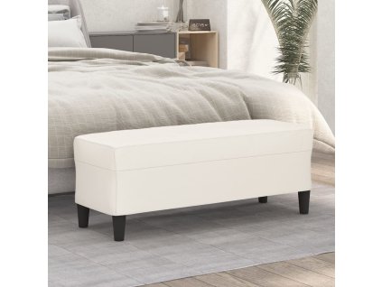 vidaXL Lavička krémová 100x35x41 cm umelá koža