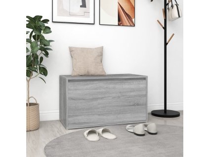 vidaXL Lavica do chodby 80x40x45 cm sivý dub sonoma spracované drevo