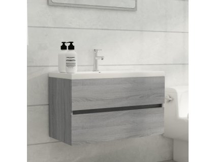vidaXL Umývadlová skrinka sivá sonoma 80x38,5x45 cm spracované drevo
