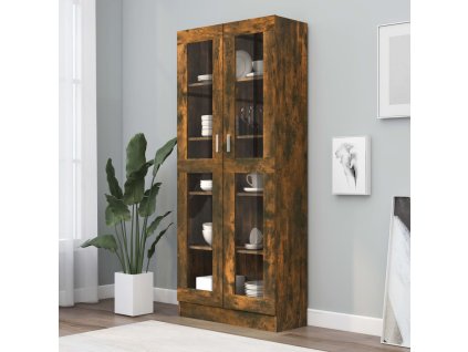 vidaXL Vitrína dymový dub 82,5x30,5x185,5 cm spracované drevo