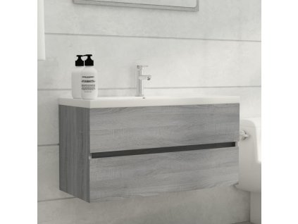 vidaXL Umývadlová skrinka sivá sonoma 90x38,5x45 cm spracované drevo