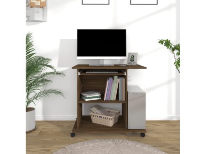 vidaXL Počítačový stôl hnedý dub 80x50x75 cm spracované drevo