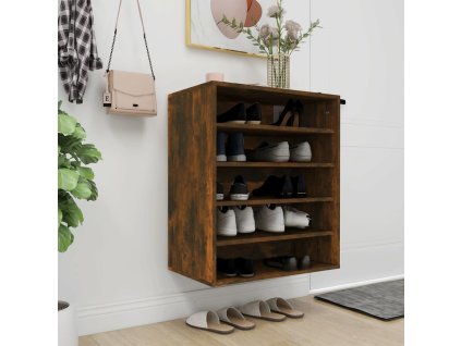 vidaXL Botník dymový dub 60x35x70 cm spracované drevo
