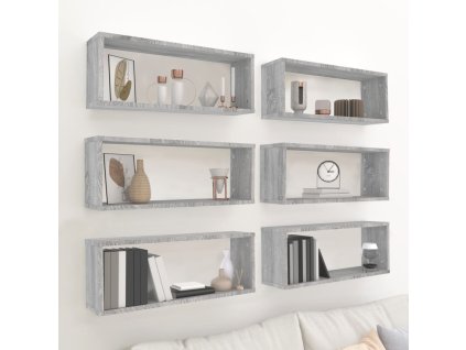 vidaXL Kockové police 6 ks sivé sonoma 60x15x23cm spracované drevo