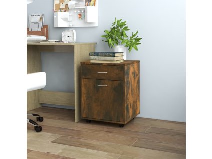 vidaXL Skrinka na kolieskach dymový dub 45x38x54 cm spracované drevo