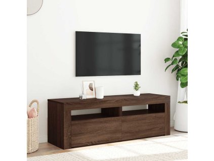 vidaXL TV skrinka s LED, hnedý dub 120x35x40 cm