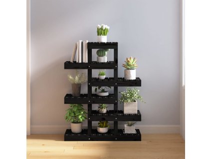 vidaXL Stojan na rastliny čierny 85x25x109,5 cm masívna borovica
