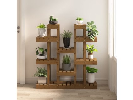 vidaXL Stojan na rastliny medový 104,5x25x109,5 cm masívna borovica