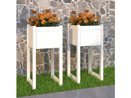 VidaXL Kvetináče 2 ks biele 40x40x81 cm masívna borovica