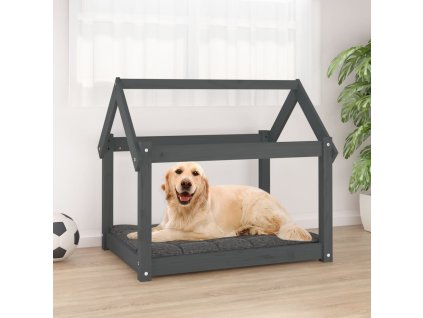 vidaXL Posteľ pre psa sivá 81x60x70 cm borovicový masív