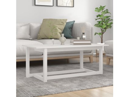 vidaXL Konferenčný stolík biely 110x55x45 cm borovicový masív