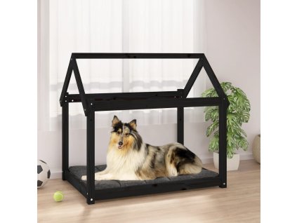 vidaXL Posteľ pre psa čierna 101x70x90 cm borovicový masív