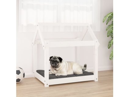 vidaXL Posteľ pre psa biela 71x55x70 cm borovicový masív