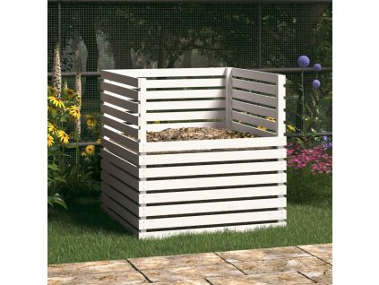 vidaXL Kompostér biely 100x100x102 cm masívne borovicové drevo