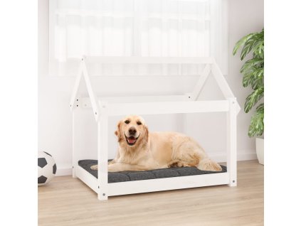 vidaXL Posteľ pre psa biela 81x60x70 cm borovicový masív