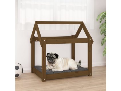 vidaXL Posteľ pre psa medovohnedá 71x55x70 cm borovicový masív