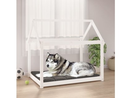 vidaXL Posteľ pre psa biela 111x80x100 cm borovicový masív