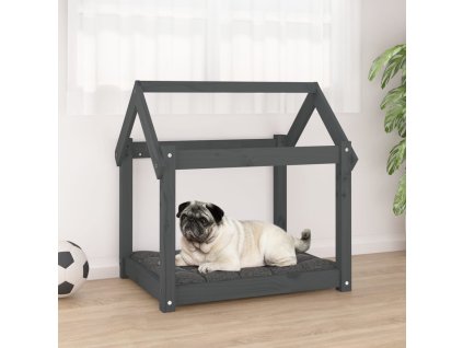 vidaXL Posteľ pre psa sivá 71x55x70 cm borovicový masív