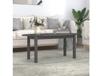 vidaXL Konferenčný stolík sivý 110x55x45 cm borovicový masív