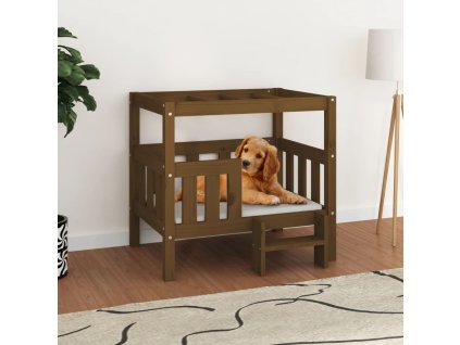 vidaXL Posteľ pre psa medovohnedá 75,5x63,5x70 cm borovicový masív