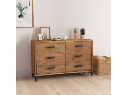 vidaXL Komoda, hnedá 110x35x70 cm, borovicový masív