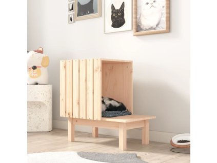 vidaXL Mačací domček 60x36x60 cm borovicový masív