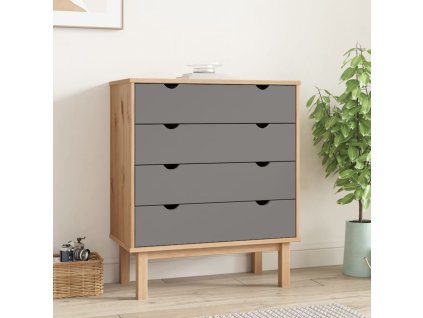 vidaXL Skrinka so zásuvkami OTTA, hnedo sivá 76,5x39,5x90 cm, borovica