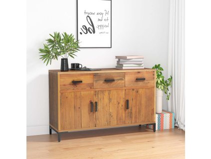 vidaXL Komoda, hnedá 110x35x70 cm, borovicový masív