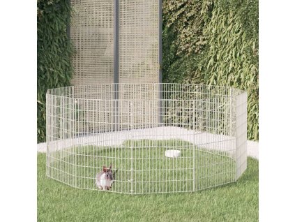 vidaXL Voľný výbeh pre zvieratá, 12 panelov 54x80cm pozinkované železo
