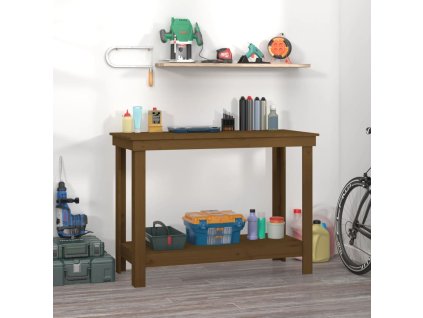vidaXL Pracovná lavica medová 110x50x80 cm masívna borovica