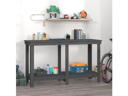 vidaXL Pracovná lavica sivá 140x50x80 cm masívna borovica