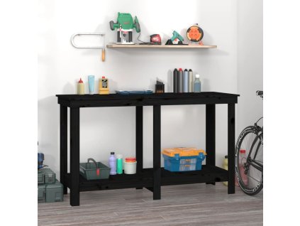 vidaXL Pracovná lavica čierna 140x50x80 cm masívna borovica