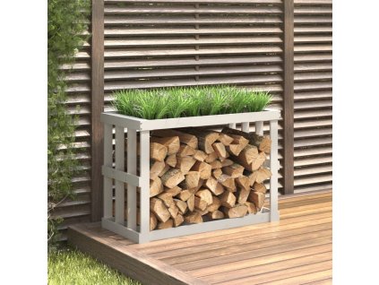 vidaXL Vonkajší držiak na polená biely 108x52x74 cm masívna borovica