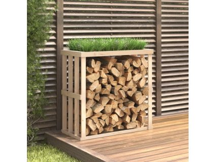 vidaXL Vonkajší držiak na polená 108x52x106 cm masívna borovica