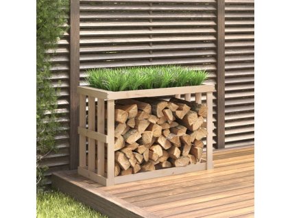 vidaXL Vonkajší držiak na polená 108x52x74 cm masívna borovica