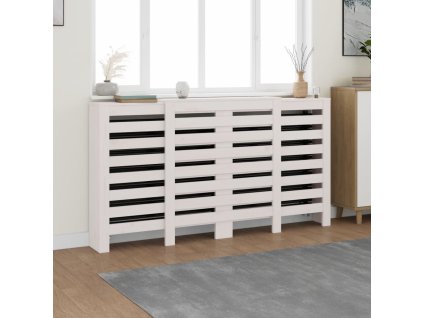vidaXL Kryt na radiátor biely 210x21x85 cm masívna borovica